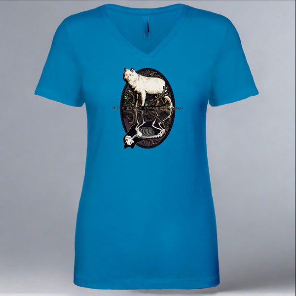 Wolf Haven - Ladies Fitted V-Neck - Turquoise