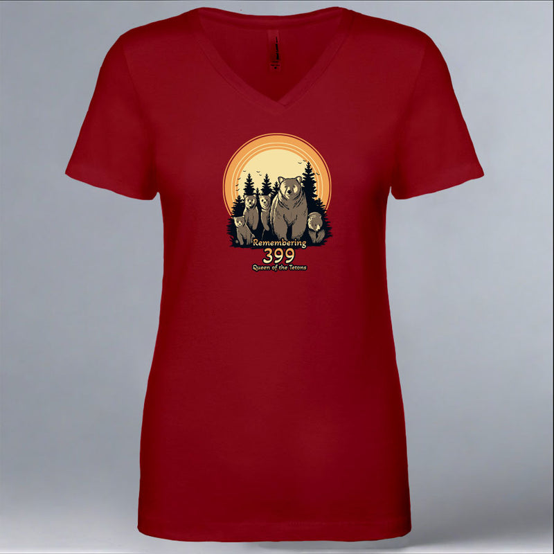 Queen of the Tetons - Ladies Fitted V-Neck - Cardinal