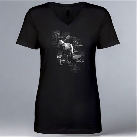 Wolf Haven - Ladies Fitted V-Neck - Black