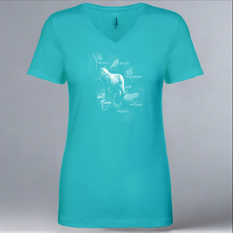 Wolf Haven - Ladies Fitted V-Neck - Tahiti Blue
