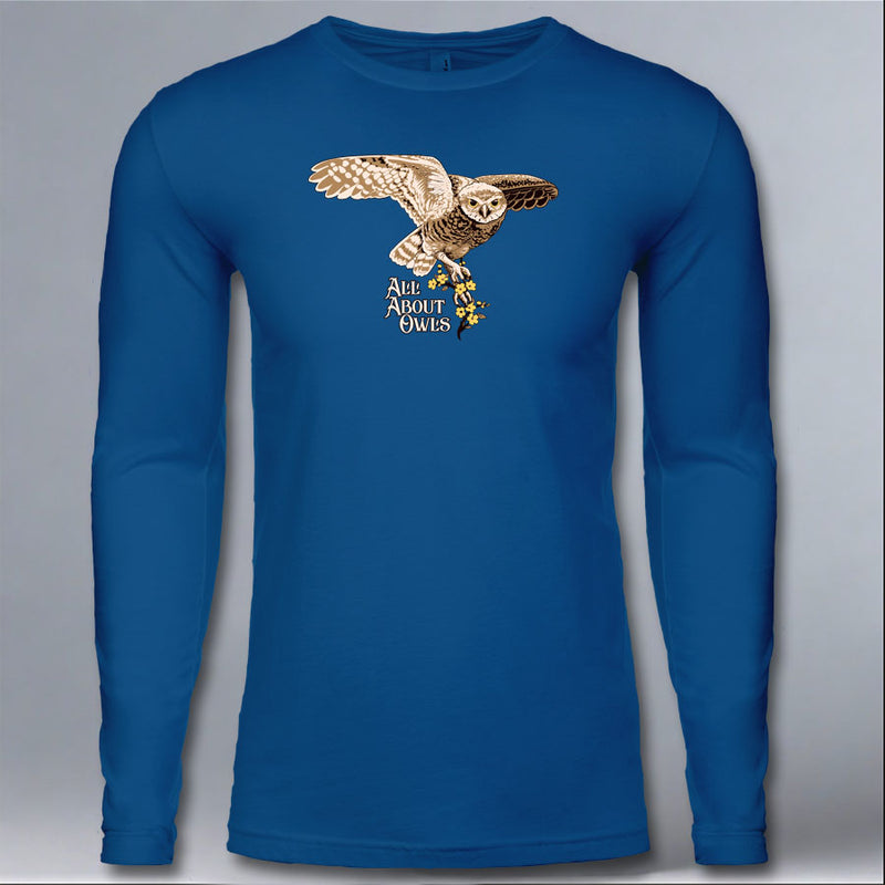 All About Owls - Adult Long Sleeve - Cool Blue