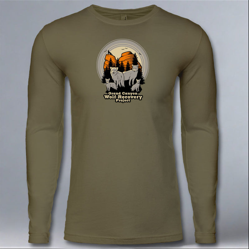 Grand Canyon Wolf Recovery Project - Adult Long Sleeve - Military Green