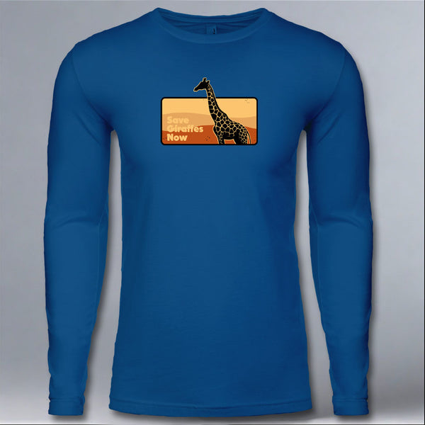Save Giraffes Now - Adult Long Sleeve - Cool Blue
