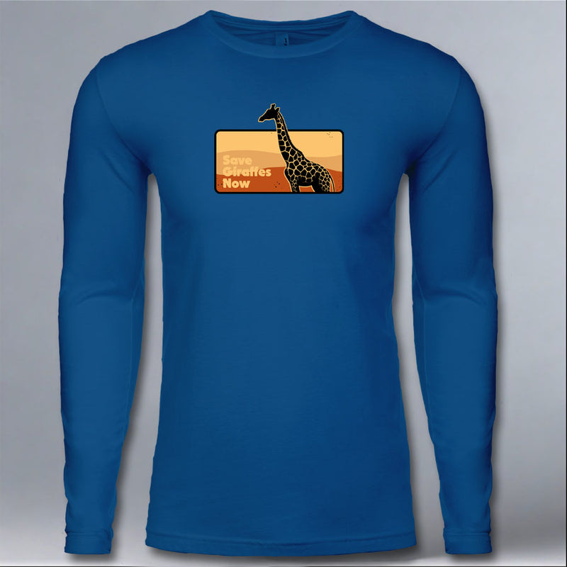 Save Giraffes Now - Adult Long Sleeve - Cool Blue