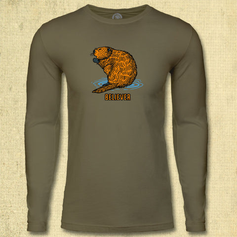 Beaver Believer - Adult Long Sleeve - Military Green