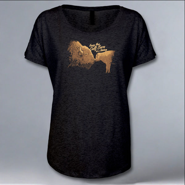 Buffalo Field Campaign - Ladies Triblend Dolman - Vintage Black