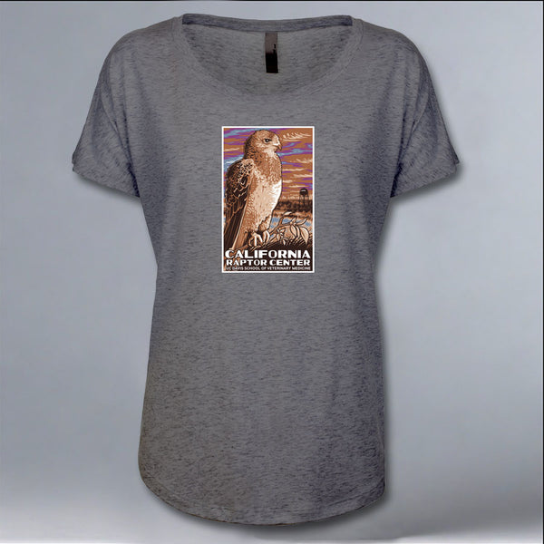California Raptor Center - Ladies Triblend Dolman - Graphite Heather
