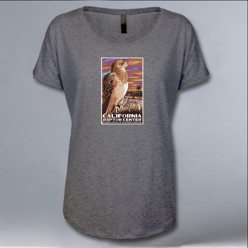 California Raptor Center - Ladies Triblend Dolman - Graphite Heather