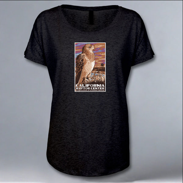 California Raptor Center - Ladies Triblend Dolman - Vintage Black