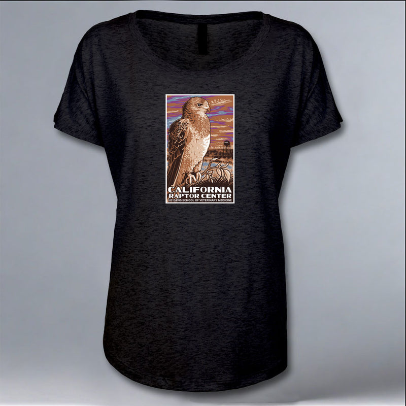 California Raptor Center - Ladies Triblend Dolman - Vintage Black