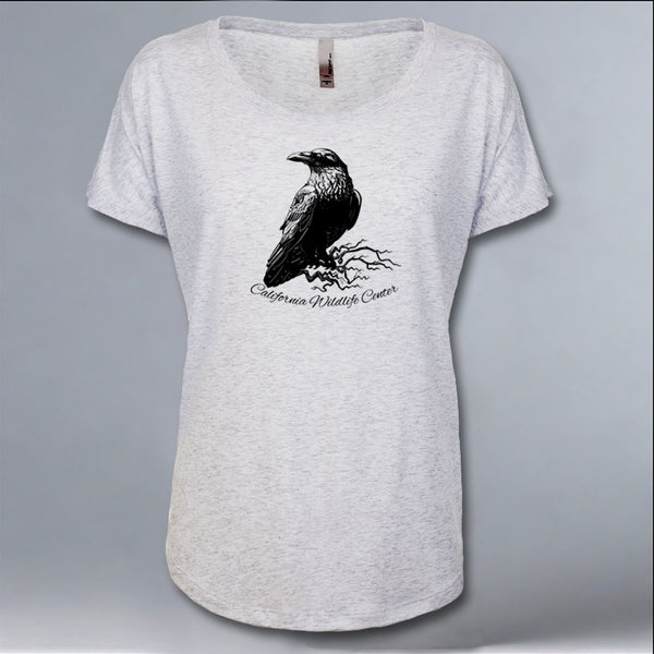 California Wildlife Center - Ladies Triblend Dolman - Heather White