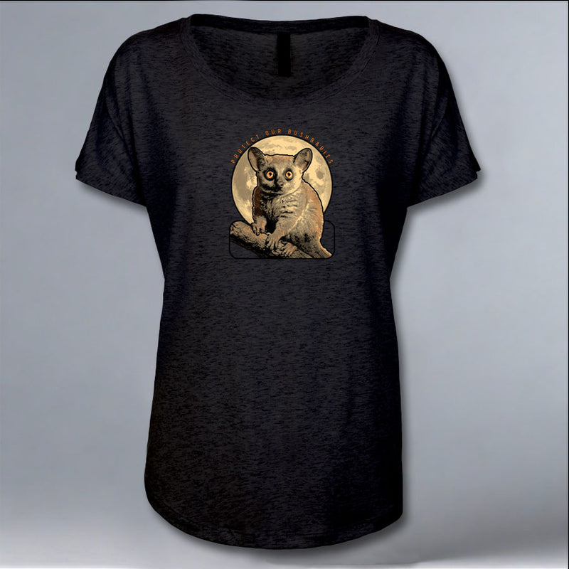 Protect Our Bushbabies - Ladies Triblend Dolman - Vintage Black