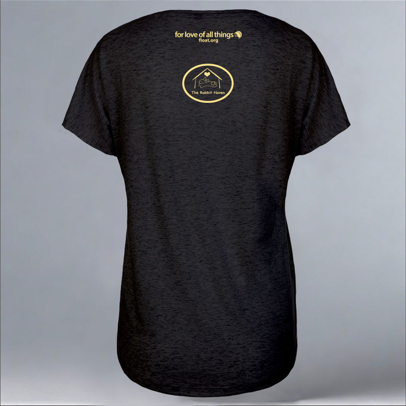 Rabbit Haven - Ladies Triblend Dolman - Vintage Black