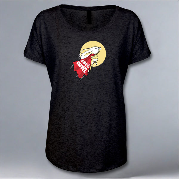 Rabbit Haven - Ladies Triblend Dolman - Vintage Black