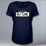 Rocky Mountain Wolf Project - Ladies Triblend Dolman - Vintage Heather Navy