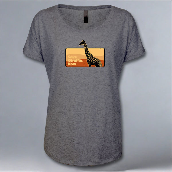 Save Giraffes Now - Ladies Triblend Dolman - Graphite Heather
