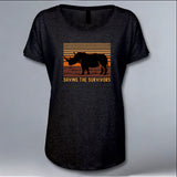 Saving the Survivors - Ladies Triblend Dolman - Vintage Black