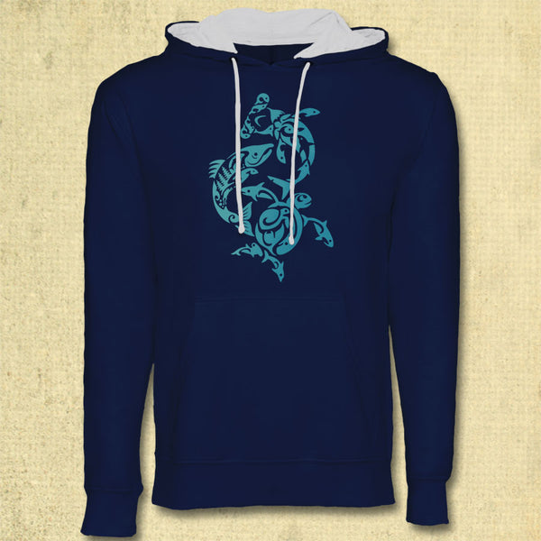 TIRN - Midweight French Terry Pullover Hoody - Midnight Navy w/ Heather Gray