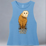 All About Owls - Allmade® Women's ECO-FRIENDLY Tri-Blend Muscle tank - Azure Blue