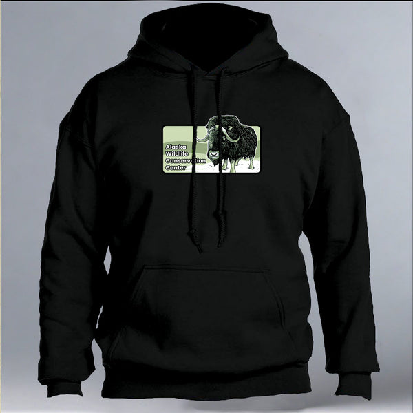 Alaska Wildlife Conservation Center - Gildan Adult Heavy Blend™ 8 oz., 50/50 Hooded Sweatshirt - Black