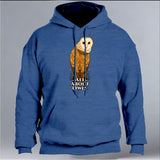 All About Owls - Gildan Adult Heavy Blend™ 8 oz., 50/50 Hooded Sweatshirt - Heather Deep Royal