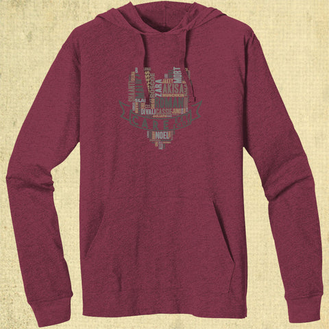 CARE 20 Years - EcoBlend Hooded Tee - Berry