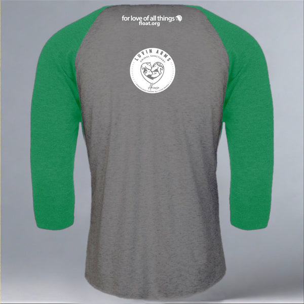 Grass Puppy - 3/4-Sleeve Raglan - Envy Green/Premium Heather