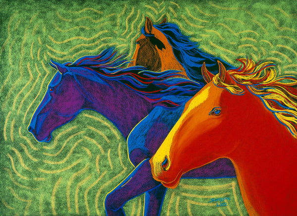 Wild Horses - signed limited edition print by Cynthia Sampson- 10% from each sale donated to AWHC