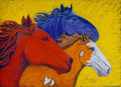 Wild Horses II - signed limited edition print by Cynthia Sampson- 10% from each sale donated to AWHC